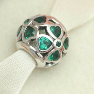 New Irish Green Lucky Clover Sterling Silver 925 ALE Pandora Charm Spring Easter